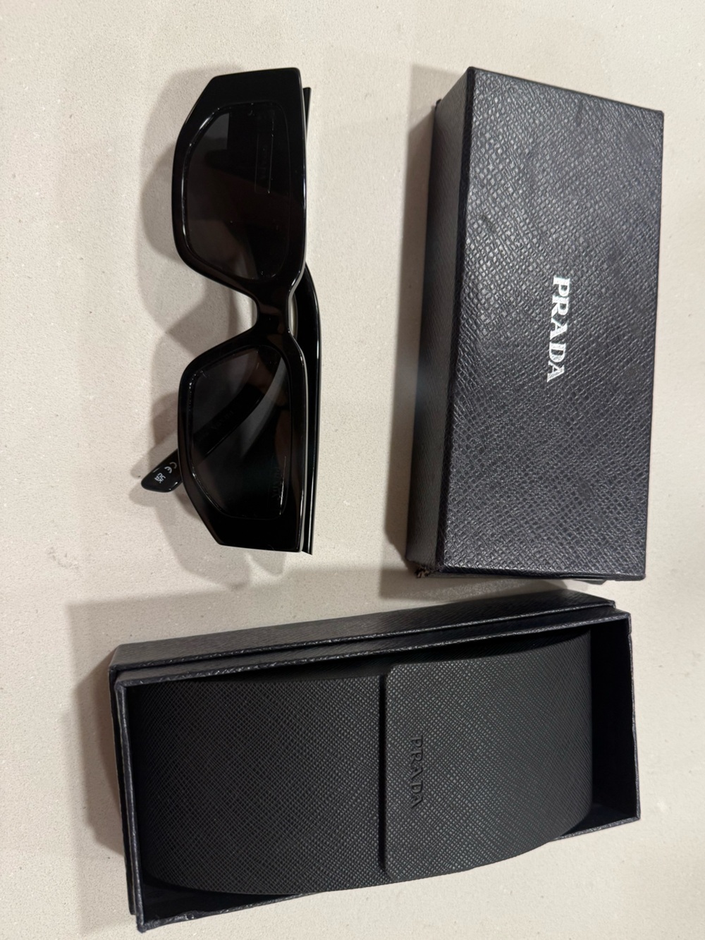 Prada Black Rectangular Sunglasses